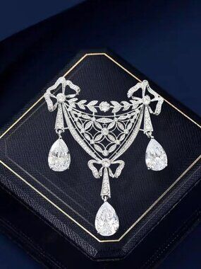 Zircon Fringed Bow Brooch Chic Classical Wheat Flower Hollow Design Brooches